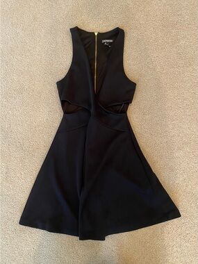 Express Black Cut Out A-Line Dress Sleeveless Short Zip Solid Size 0